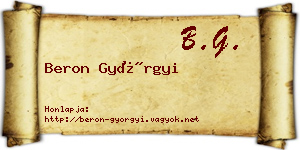 Beron Györgyi névjegykártya